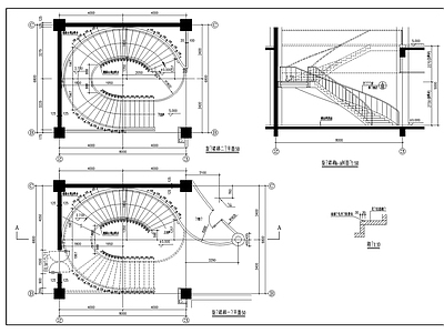 现代楼梯节点 某椭圆详图 施工图