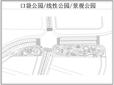 现代公园景观 口袋公园 线性公园 带状公园 施工图