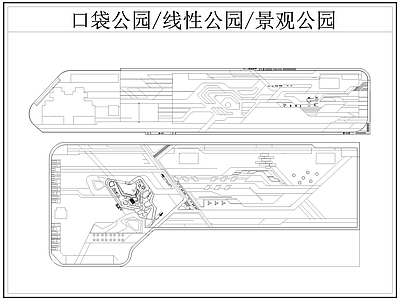 现代公园景观 口袋公园 线性公园 带状公园 施工图