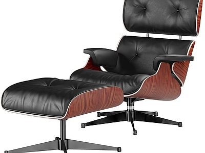 中古现代躺椅 躺椅 伊姆斯 VITRA 脚踏 皮革