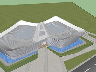 现代展览馆建筑 展示纪念馆 曲线参数化