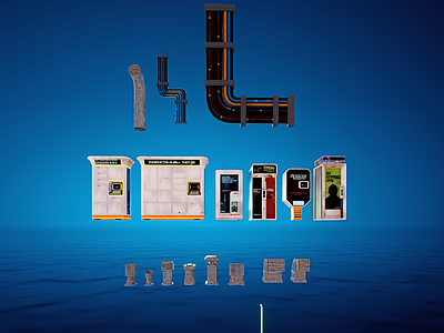 现代工业其他小品 赛博朋克 快递柜 自动贩卖机 电话厅 电箱