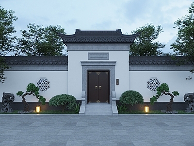新中式中式门头 庭院 景观小品