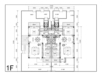 现代新中式住宅楼建筑 6F叠拼 独立电梯入户 叠墅平面图 施工图