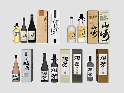 现代摆件组合 酒品 酒水 青酒 日式酒