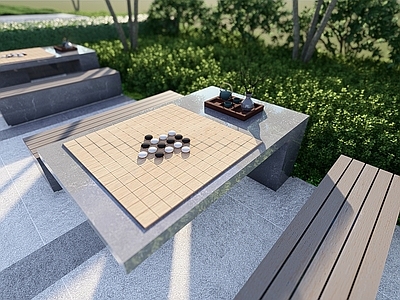 现代户外桌椅 棋子棋盘座椅 石桌石凳