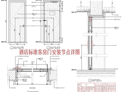 现代门节点 联通安装 标准客房 节点大样详图 施工图