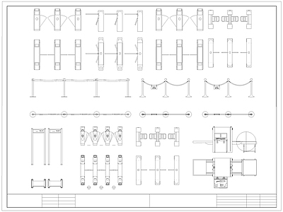现代门 道闸 摆闸 禁机 闸机 施工图