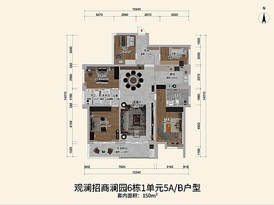 现代整体家装空间 大平层 施工图