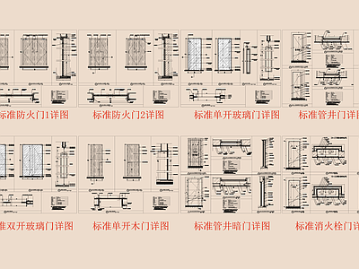 现代门节点 8种标准节点 标准剖面大样图 施工图