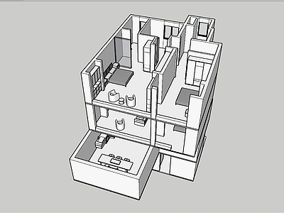 极简多层住宅 白模