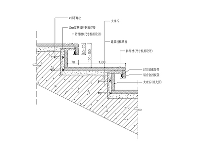 现代楼梯节点 踏步灯带节点 施工图