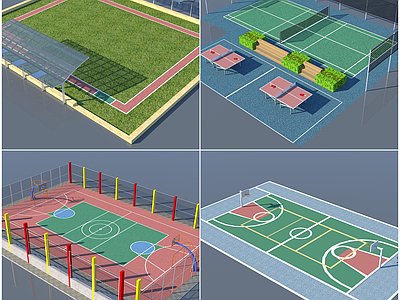 现代其他体育空间 网球场 运动场 羽毛球场 操场