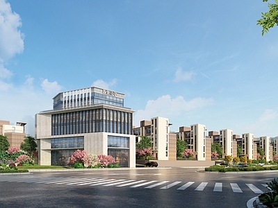 现代简约小区建筑 别墅区 高档住宅 别院 小区建筑 综合楼