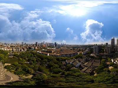 现代城市HDR 城市生态绿化全景