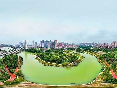 现代城市HDR 城市生态绿化全景