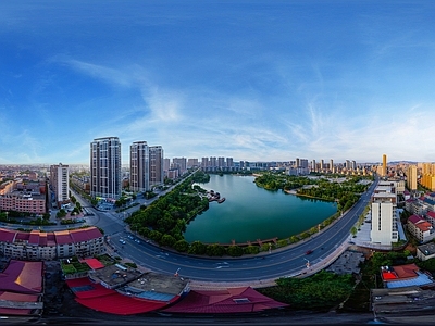 现代城市HDR 城市生态绿化全景