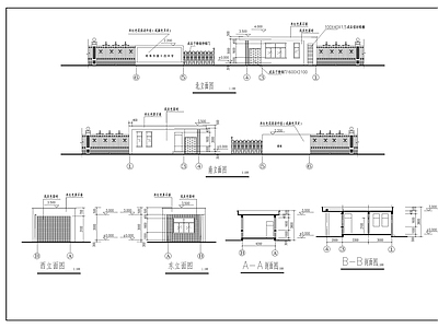现代门卫室建筑 高中大 值班室 卫 施工图