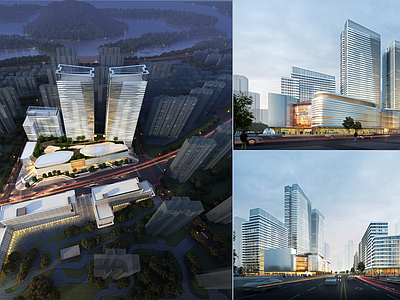 现代新中式商场建筑 现代高层办公楼 现代高层酒店 商业综合体 超高层 商业多层