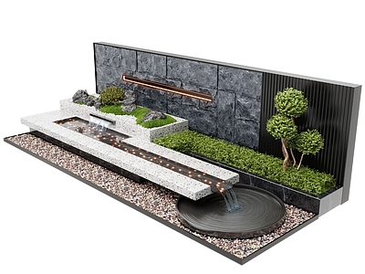 现代水景 现代水景墙 跌水 叠水 庭院
