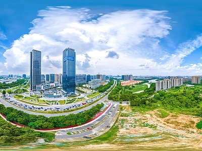 现代城市HDR 城市生态绿化全景