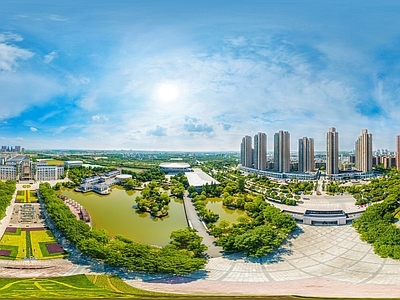 现代城市HDR 城市生态绿化全景