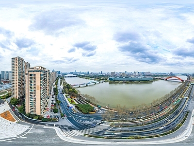 现代城市HDR 城市生态绿化全景