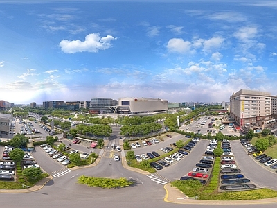 现代城市HDR 城市生态绿化全景