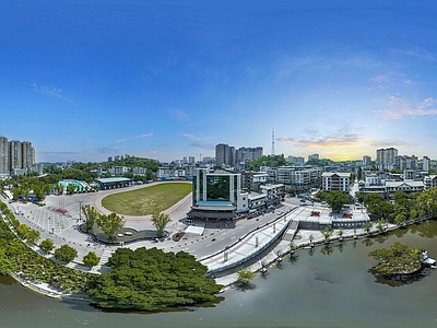 现代城市HDR 城市生态绿化全景