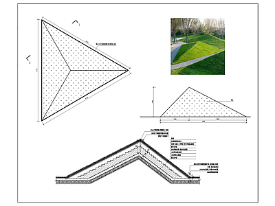 现代公园景观 几何草坡 施工图