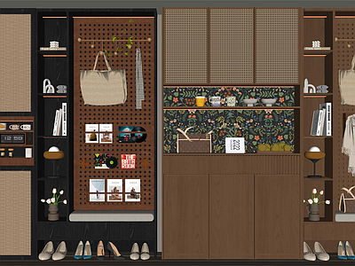 中古鞋柜 入户鞋柜 玄关柜 洞洞板 挂衣钩 衣服包包