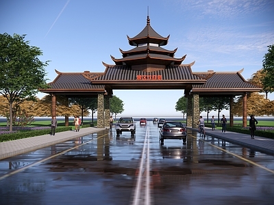 中式入口大门 公园入口大门 景观入口大门 乡村入口大门 东南亚风