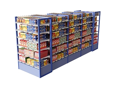 现代置物架 置物架 超市货架 食品包装