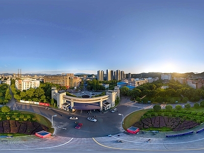 现代城市HDR 城市生态绿化全景