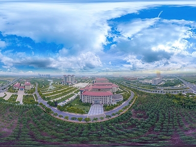 现代城市HDR 城市生态绿化全景