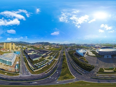 现代城市HDR 城市生态绿化全景