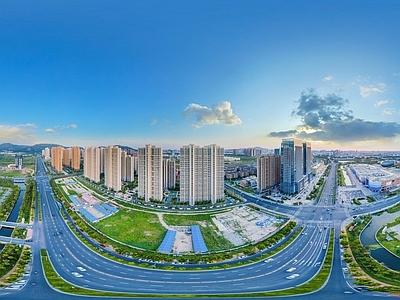 现代城市HDR 城市生态绿化全景