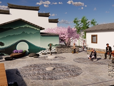 新中式广场景观 乡村广场 文化广场 水乡广场 邻里空间 水文化