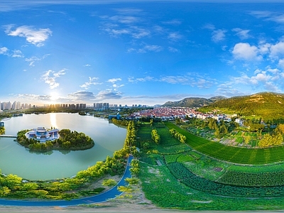 现代城市HDR 城市生态绿化全景