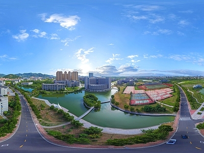 现代城市HDR 城市生态绿化全景