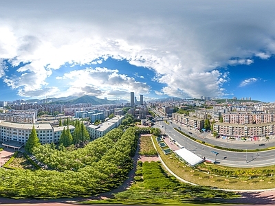 现代城市HDR 城市生态绿化全景