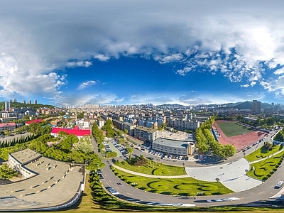 现代城市HDR 城市生态绿化全景