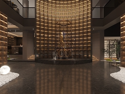 现代新中式茶叶店 展柜小景展示台