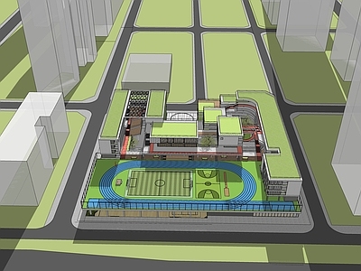 现代学校建筑 深圳学校 教学楼 操场