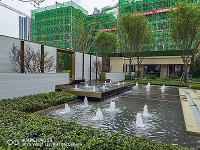 欧式现代小区景观 轴线水景 大都会 叠级水景 永久示范区 轴线对景