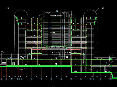 现代学校建筑 大学建筑施工剖面 施工图