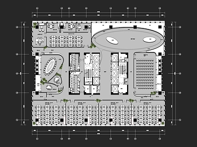 2000㎡办公空间平方案 施工图