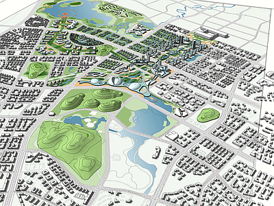 现代鸟瞰规划 滨湖城市规划模板