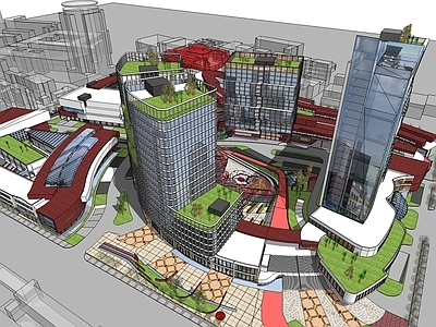 现代商场建筑 商业裙楼 商业高层