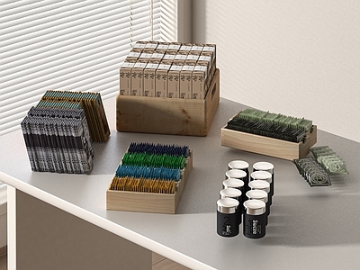 现代摆件组合 咖啡豆 产品包装 货物 商超陈列 茶包 不会组合